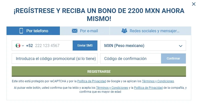 apostar el número de móvil 1xBet